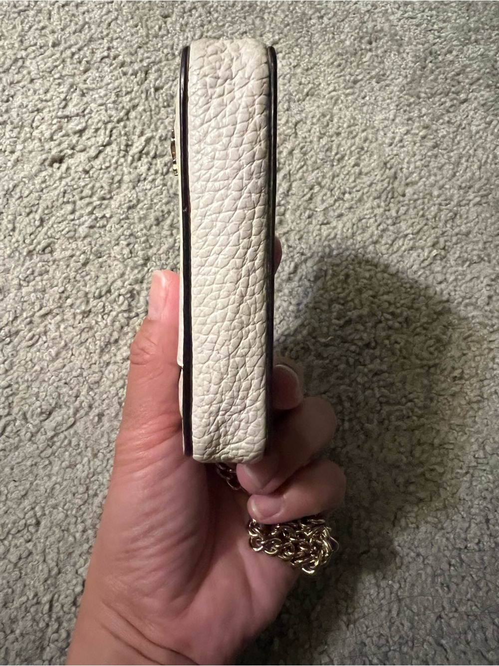 Coach Cream Pebbled Leather Card Holder with Gold Logo and Key Ring - Picture 4 of 10